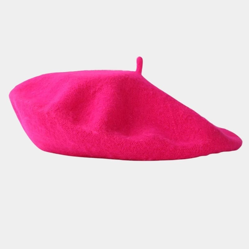 Béret basque rose fuchsia en laine