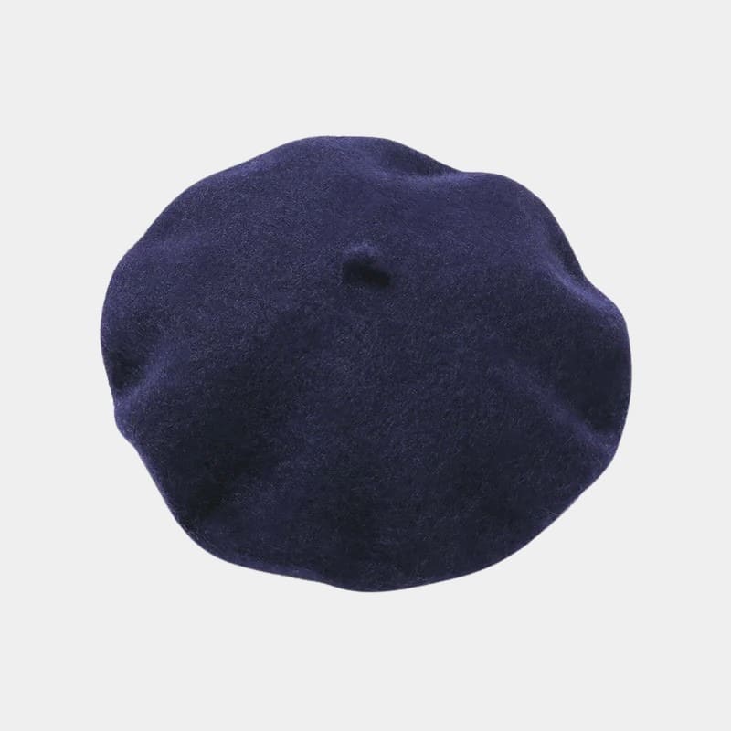 Béret bonnet bleu marine en feutre de laine