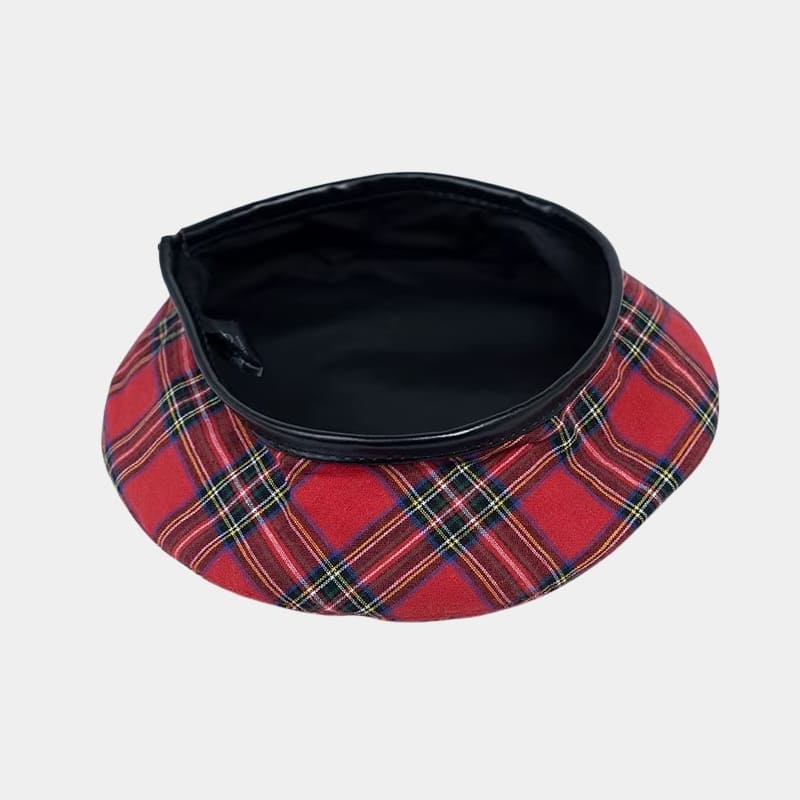 Béret à carreaux rouge