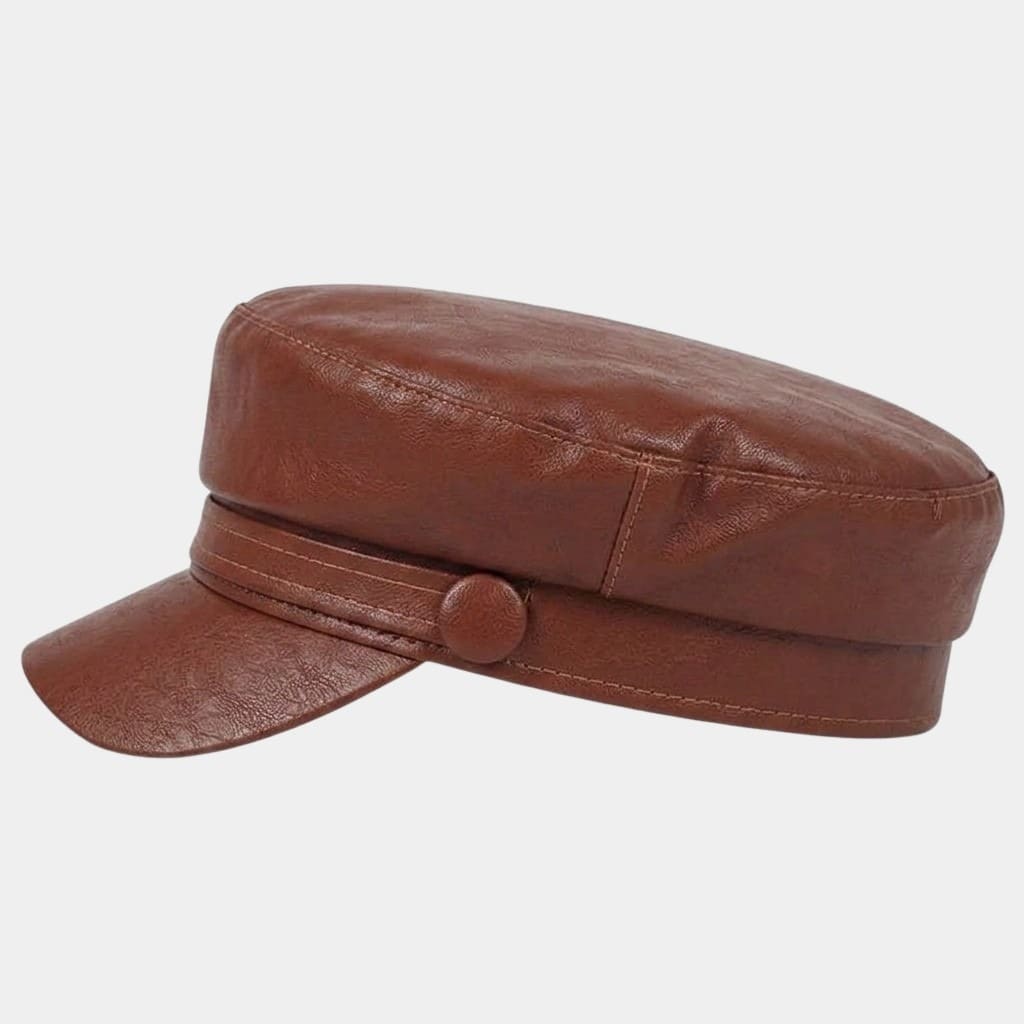 Béret casquette marron cognac en cuir