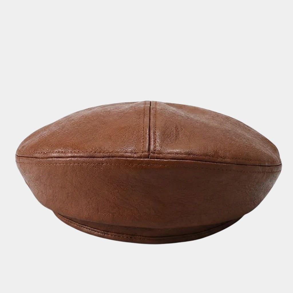 Béret en cuir marron