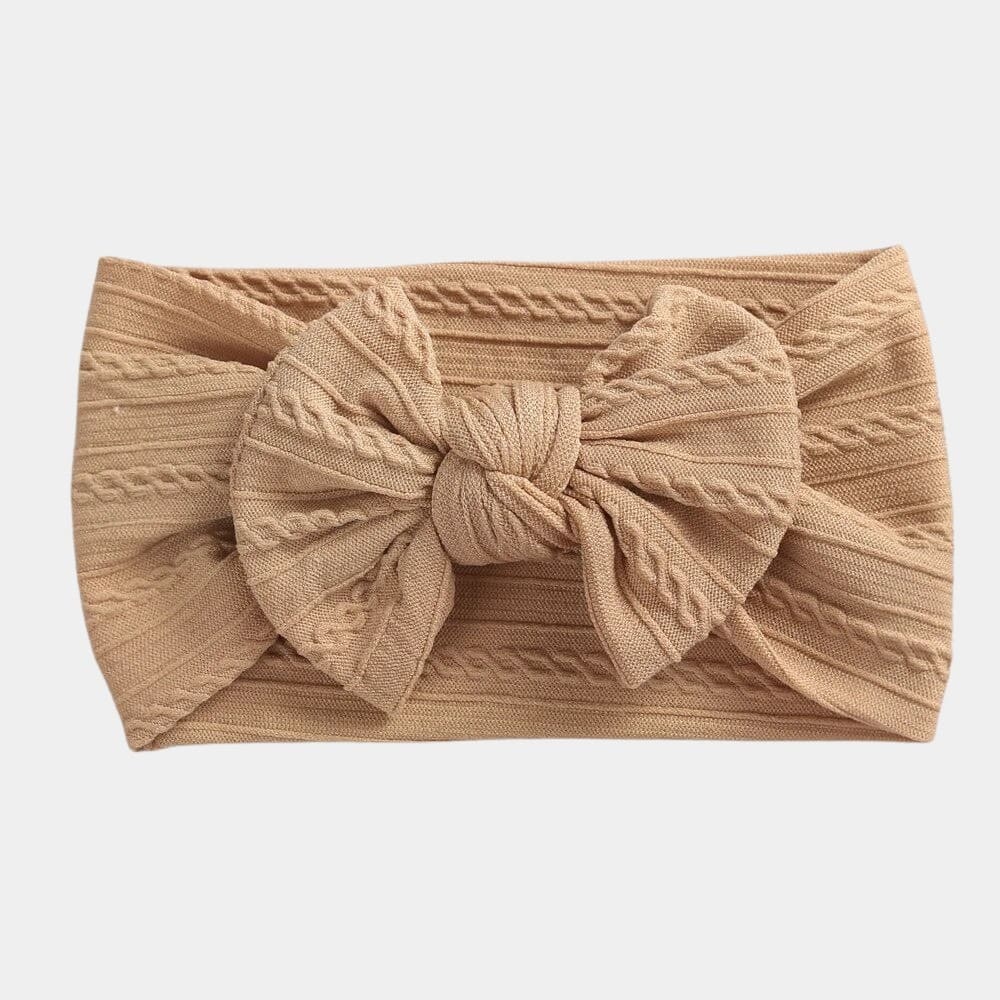 Bandeau bébé beige tan avec gros nœud