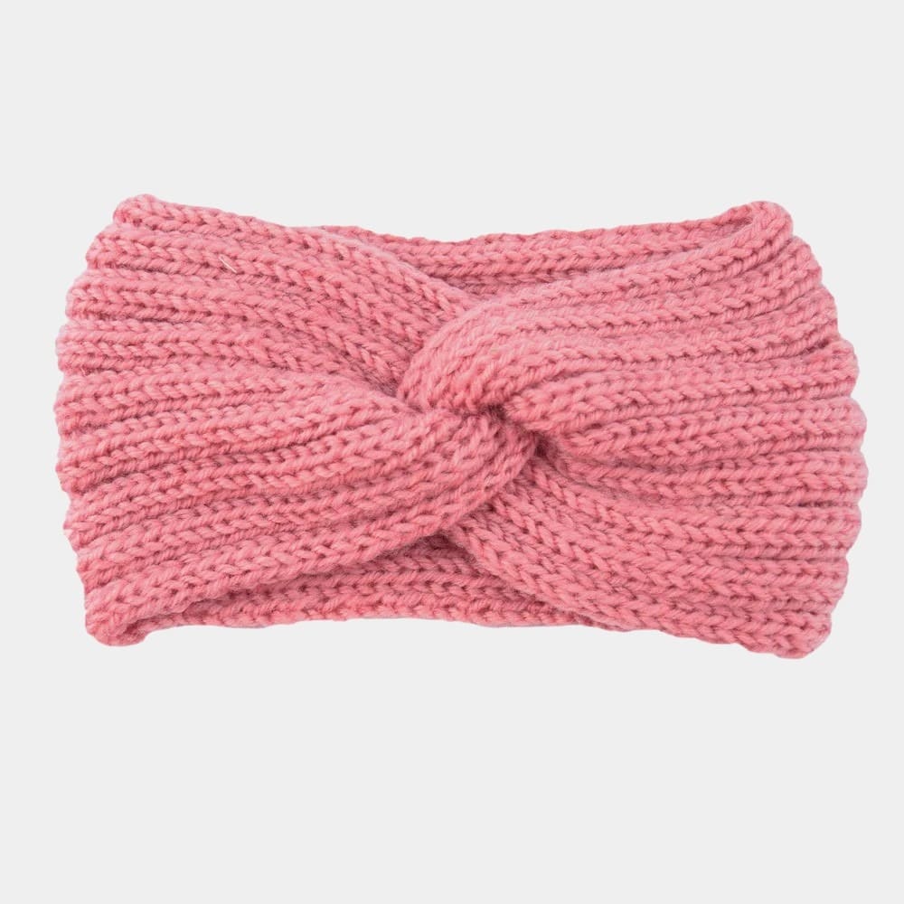 Bandeau en laine rose vermeil uni