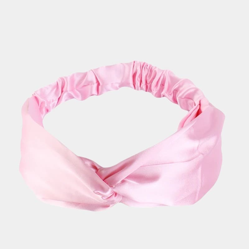 Bandeau en satin rose clair