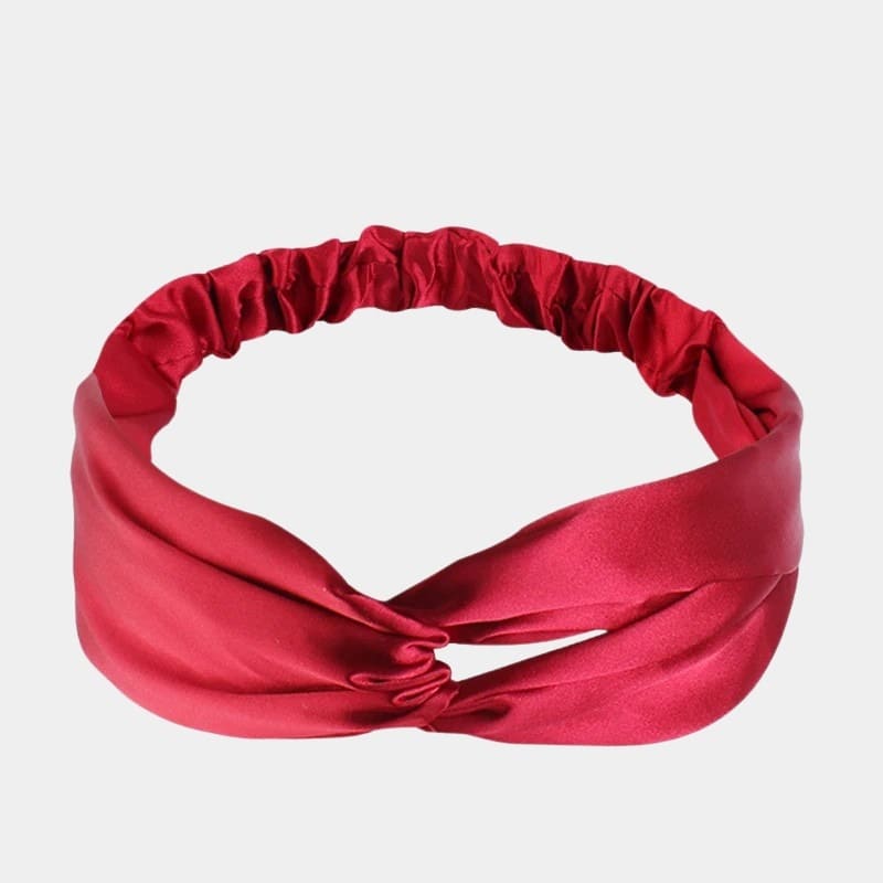 Bandeau en satin rouge vin