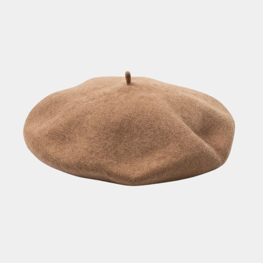 Béret basque large en laine taupe