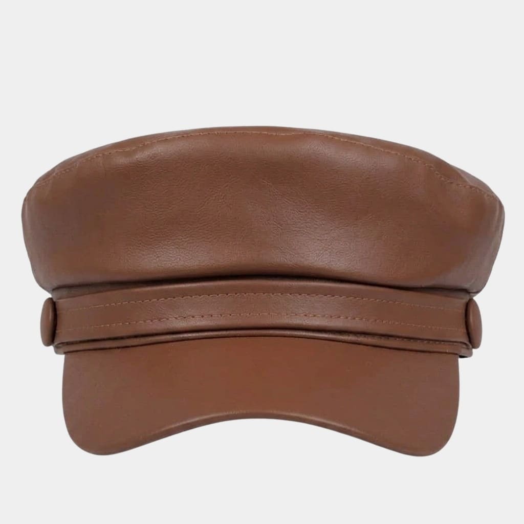 Béret casquette marron en cuir