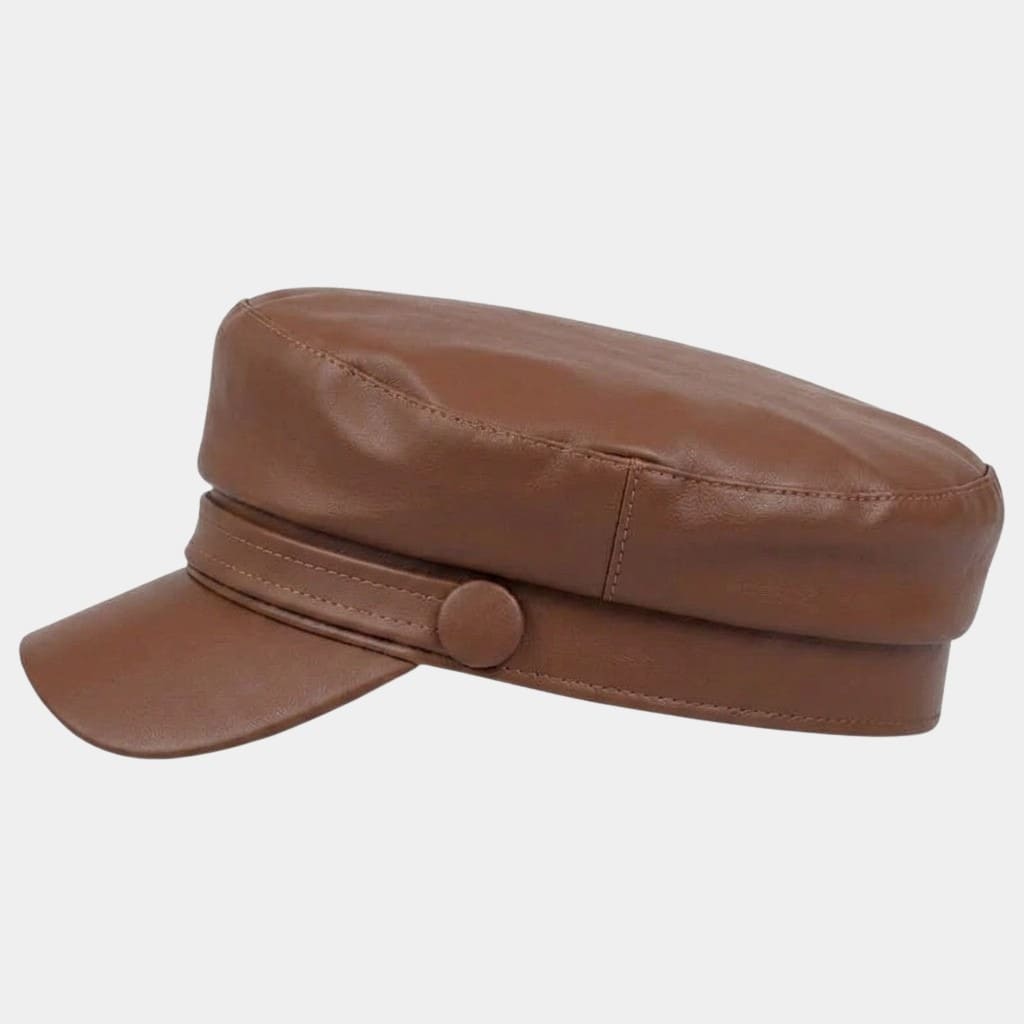 Béret casquette marron en cuir