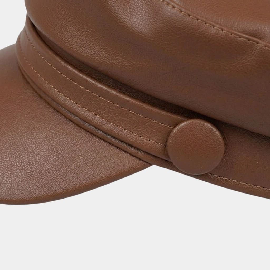 Béret casquette marron en cuir