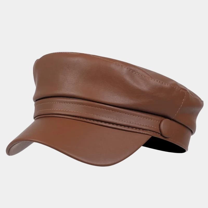 Béret casquette marron en cuir