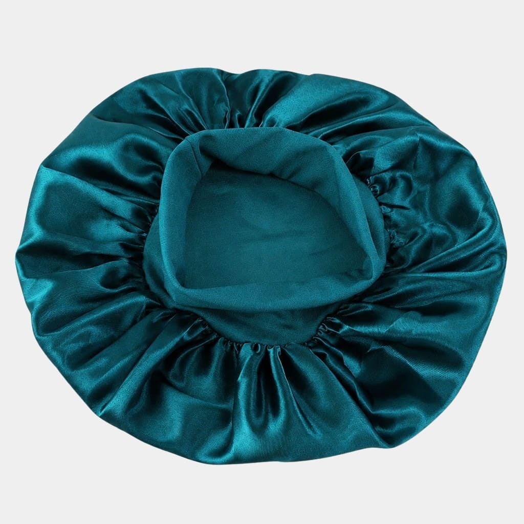 Bonnet de nuit en satin vert sarcelle avec bandeau