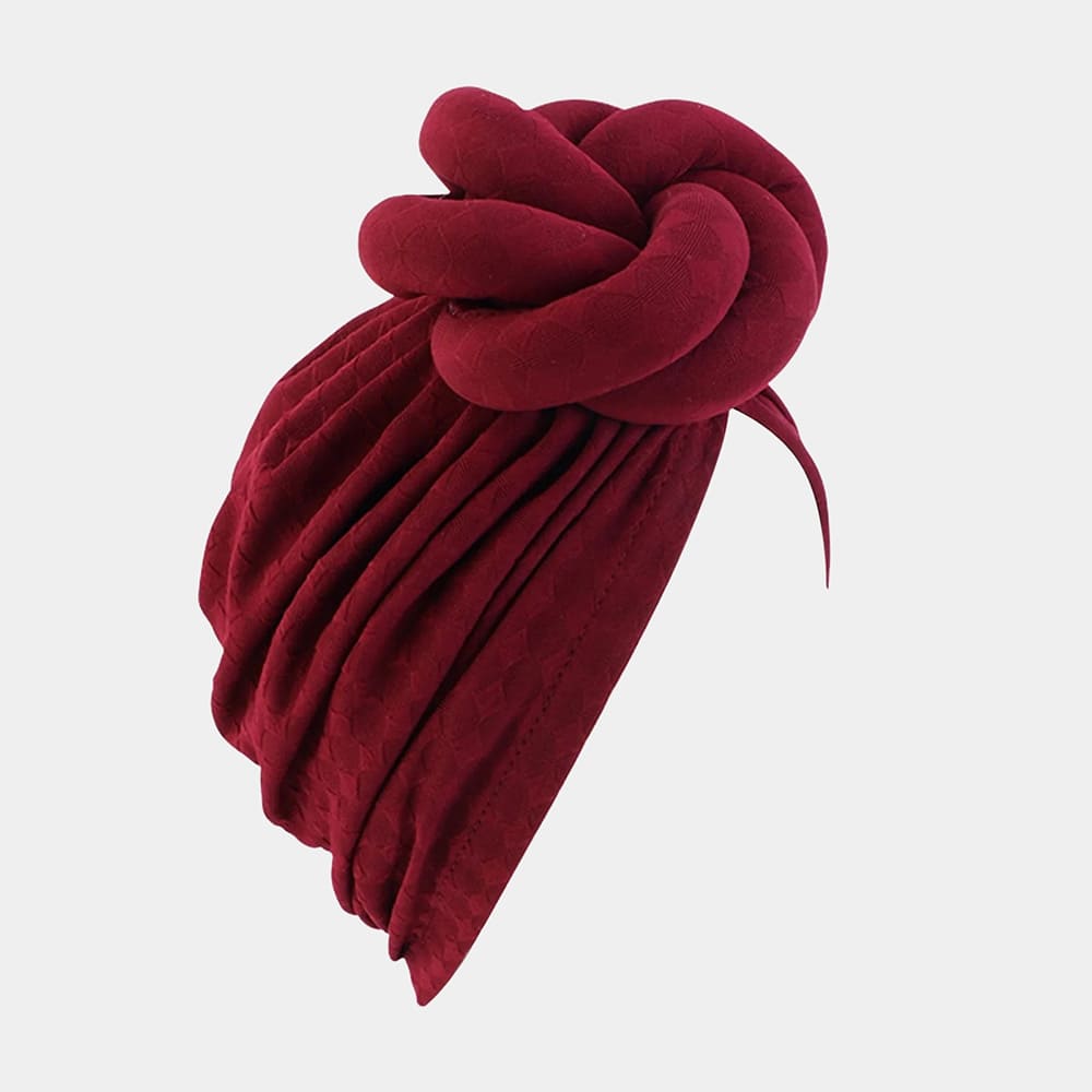 Turban africain bordeaux avec gros nœud