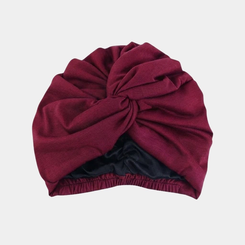 Turban bordeaux doublé en satin
