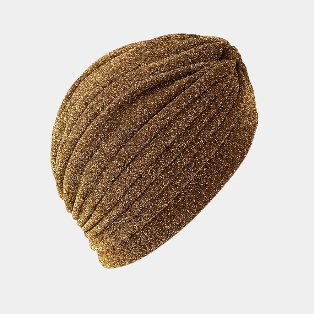 Turban marron doré avec paillettes